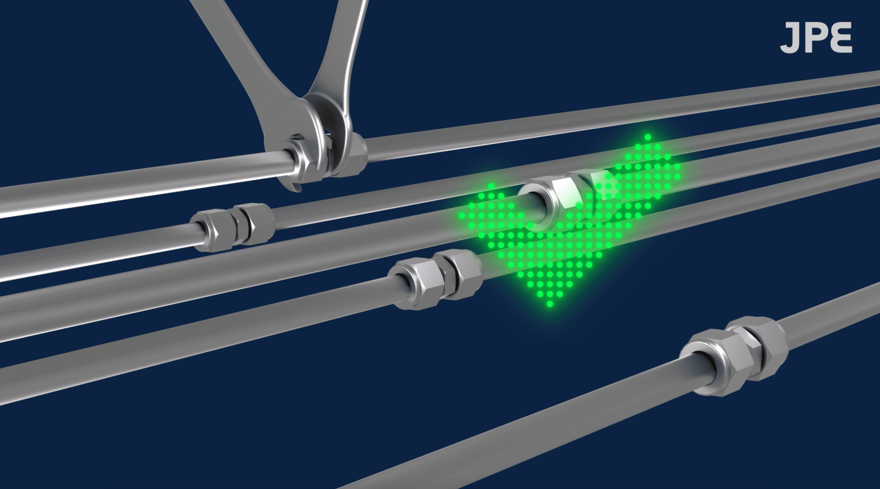 接头采用错位排列,预留足够的扳手操作空间(正确安装)。